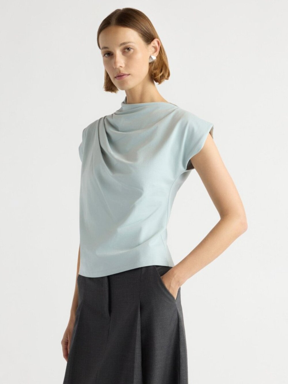 Modern Citizen Kenny Asymmetric-Neck Tee Size XSIcy Blue / XS
